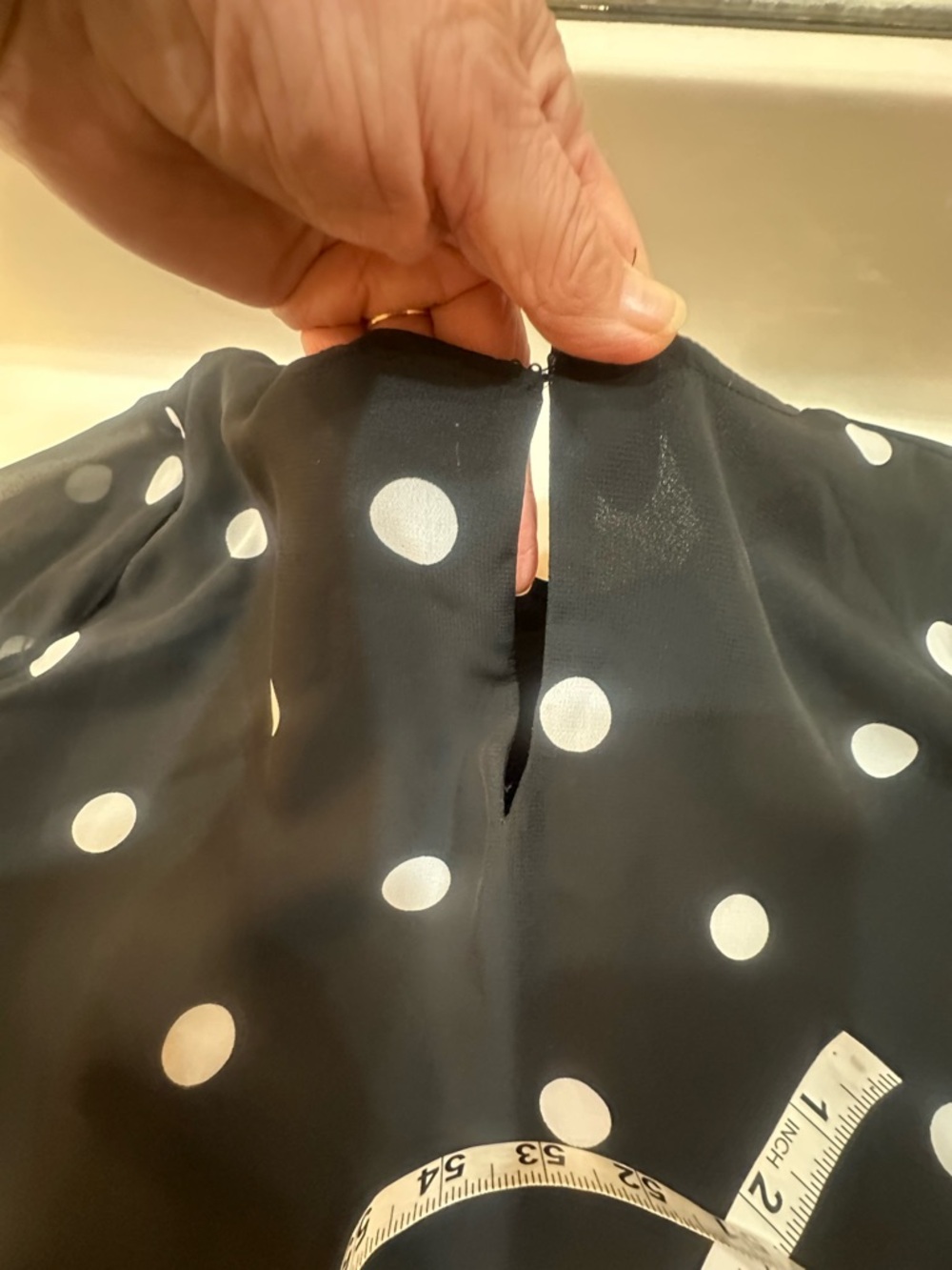 Emma & Olivia Mix Black Polka Dot Chiffon Bell Sleeve Blouse - Size Large - Picture 7 of 10